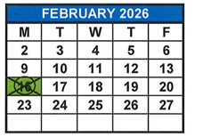 District School Academic Calendar for M. A. Milam K-8 Center for February 2026