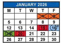 District School Academic Calendar for M. A. Milam K-8 Center for January 2026