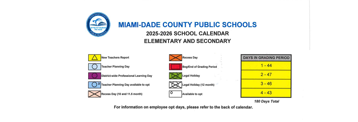 District School Academic Calendar Key for M. A. Milam K-8 Center