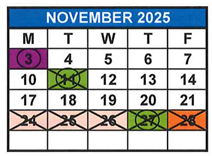 District School Academic Calendar for M. A. Milam K-8 Center for November 2025