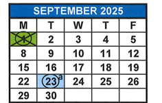 District School Academic Calendar for M. A. Milam K-8 Center for September 2025