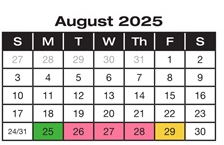 District School Academic Calendar for Assata for August 2025