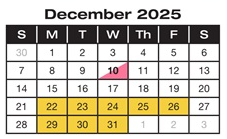 District School Academic Calendar for Assata for December 2025