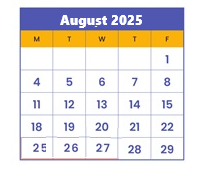 District School Academic Calendar for Minneapolis On Line Learning for August 2025