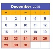 District School Academic Calendar for Minneapolis On Line Learning for December 2025
