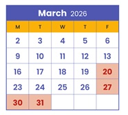 District School Academic Calendar for Minneapolis On Line Learning for March 2026