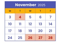 District School Academic Calendar for Minneapolis On Line Learning for November 2025