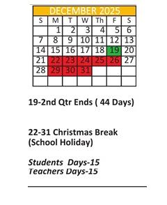 District School Academic Calendar for Robert E Lee Intermediate Elementary School for December 2025