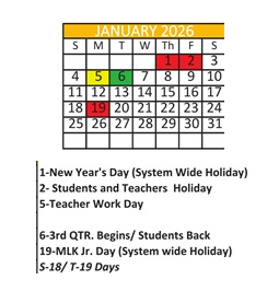 District School Academic Calendar for Robert E Lee Intermediate Elementary School for January 2026