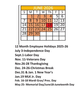 District School Academic Calendar for Robert E Lee Intermediate Elementary School for June 2026