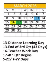 District School Academic Calendar for Robert E Lee Intermediate Elementary School for March 2026