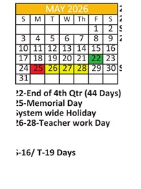 District School Academic Calendar for Robert E Lee Intermediate Elementary School for May 2026
