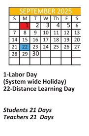 District School Academic Calendar for Robert E Lee Intermediate Elementary School for September 2025