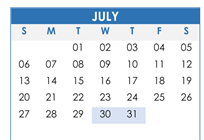District School Academic Calendar for Pintlala Elementary School for July 2025