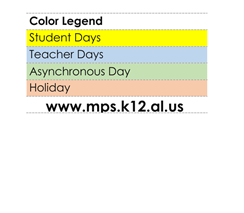 District School Academic Calendar Legend for Pintlala Elementary School