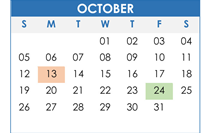 District School Academic Calendar for Pintlala Elementary School for October 2025