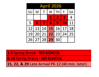 District School Academic Calendar for Noblesville High School for April 2026