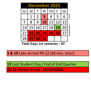 District School Academic Calendar for Noblesville High School for December 2025