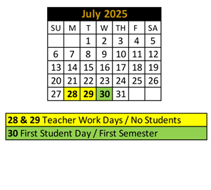 District School Academic Calendar for Noblesville High School for July 2025