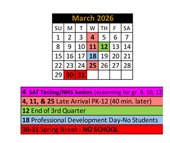 District School Academic Calendar for Noblesville High School for March 2026