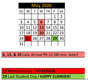 District School Academic Calendar for Noblesville High School for May 2026