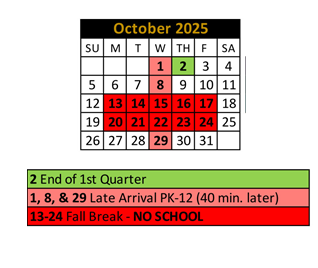 District School Academic Calendar for Noblesville High School for October 2025