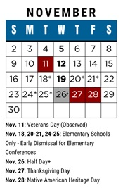 District School Academic Calendar for Canyon Park Jr High for November 2025