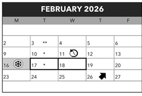 District School Academic Calendar for Lane Middle School for February 2026