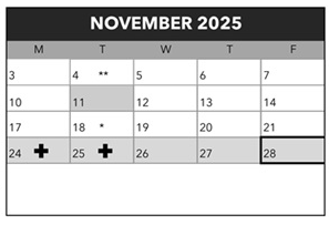 District School Academic Calendar for Lane Middle School for November 2025