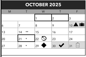 District School Academic Calendar for Lane Middle School for October 2025