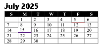 District School Academic Calendar for Rosa Parks Elementary for July 2025
