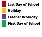 District School Academic Calendar Legend for Rosa Parks Elementary