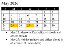 District School Academic Calendar for Rosa Parks Elementary for May 2026
