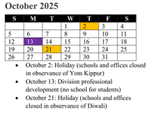 District School Academic Calendar for Rosa Parks Elementary for October 2025