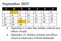 District School Academic Calendar for Rosa Parks Elementary for September 2025