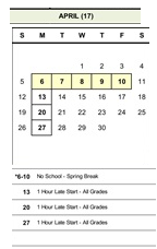 District School Academic Calendar for Quest for April 2026