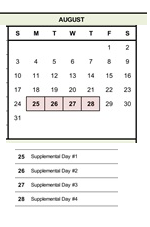 District School Academic Calendar for Quest for August 2025