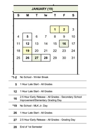 District School Academic Calendar for Quest for January 2026