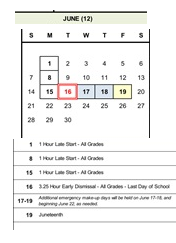 District School Academic Calendar for Quest for June 2026