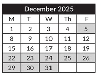 District School Academic Calendar for Hallman Elementary School for December 2025