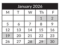 District School Academic Calendar for Hallman Elementary School for January 2026