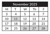 District School Academic Calendar for Hallman Elementary School for November 2025