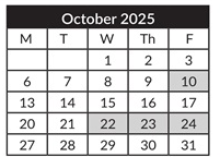 District School Academic Calendar for Hallman Elementary School for October 2025