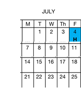 District School Academic Calendar for Jerabek Elementary for July 2025