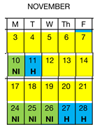 District School Academic Calendar for Jerabek Elementary for November 2025