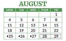 District School Academic Calendar for Sheridan Elementary for August 2025