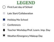 District School Academic Calendar Legend for Sheridan Elementary