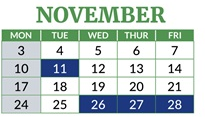 District School Academic Calendar for Sheridan Elementary for November 2025