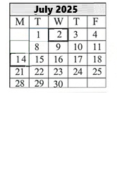 District School Academic Calendar for James Caldwell for July 2025