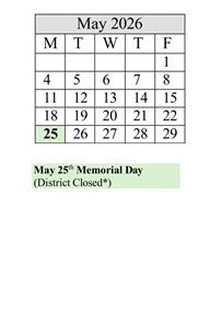 District School Academic Calendar for James Caldwell for May 2026
